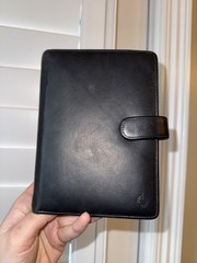 VTG Franklin Covey Black Compact Full Grain Nappa Genuine Leather 6 ring USA