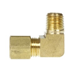 1/4″ x 1/8″ Tube OD x Male NPTF 90 Degree Barstock Elbow Solid Brass Fitting