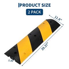 2 Pack 3.3 Ft Rubber Speed Bump, Heavy Duty Speed Bumps, 25,000 LBS Capacity