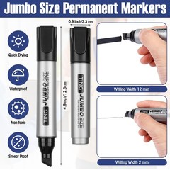 Fuutreo 10 Pack Jumbo Permanent Markers Bulk Large Chisel Tip Permanent Markers