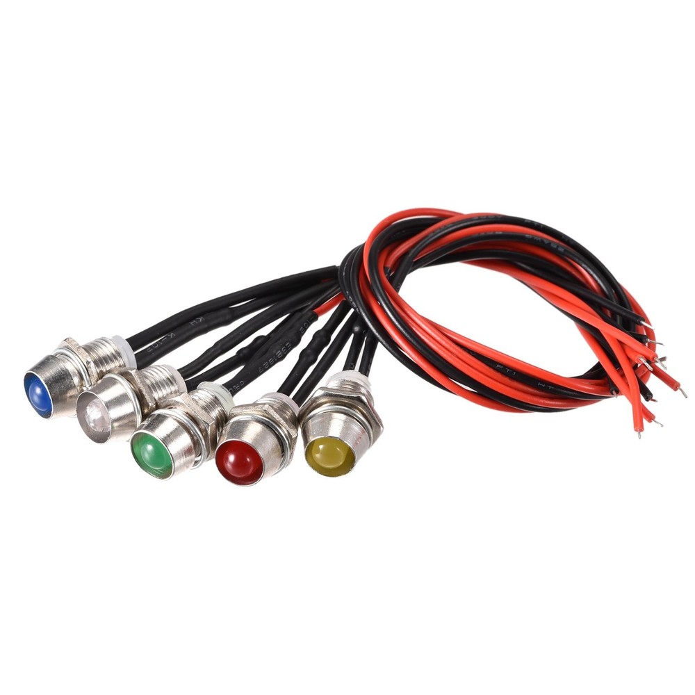 LED Indicator Light AC/DC 24V 8mm Panel Mount Red Yellow Blue Green White