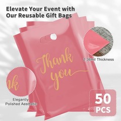 Gute 50 Pack Thank You 1 Count (Pack of 50), Pink-9×12 Inch(50pcs)