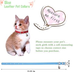 Weewooday 6 Pieces Leather Cat Collar with Bell Cute Pet Bright Color