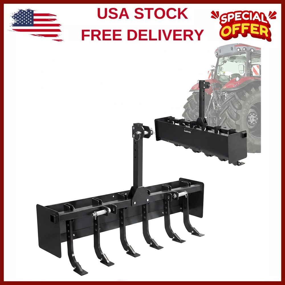 55″ 3-Point Box Scraper Compatible with Cat 0&Cat 1 Tractor W/6 Adjustable Shank