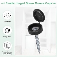200-Pack Plastic Screw Cover Caps, 6mm Hinged Washer Flip Protection for M3 M4 M