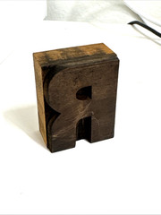 Vintage Letterpress WOOD LETTER R “R” PRINT TYPE Printing 2″