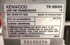 Kenwood TK-880H TK-880H-1 V2.0 UHF 450-490 MHz 250 Ch 40 Watts (Complete Kit)