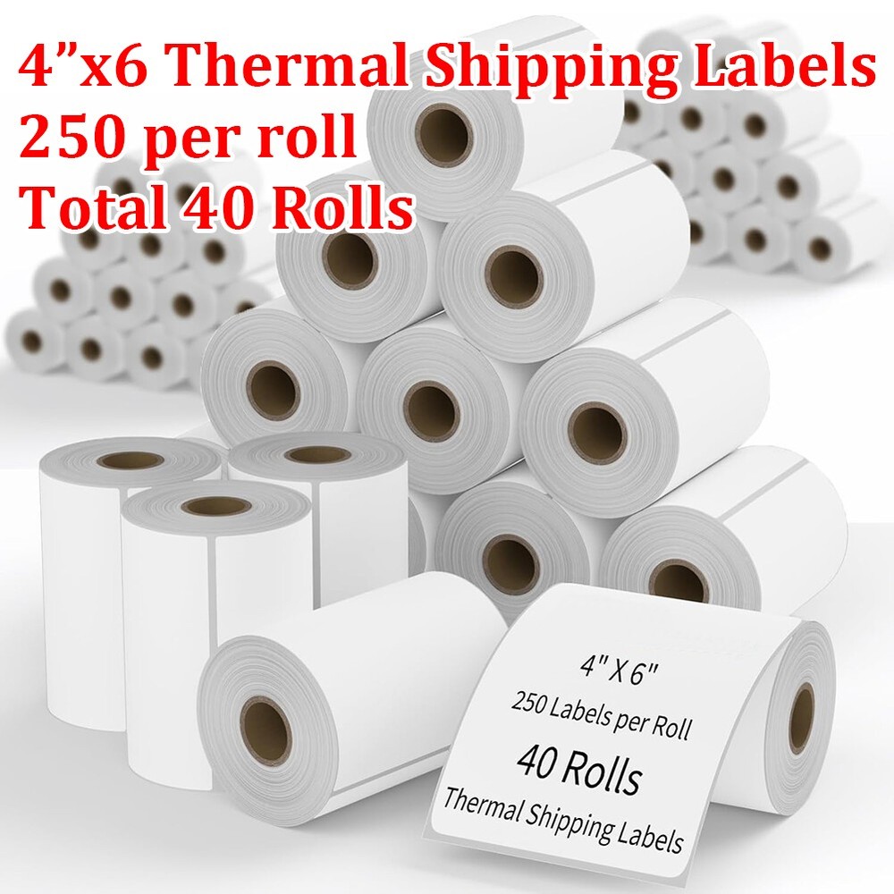 40 Rolls 4″x6″ Direct Thermal Address Shipping Labels 250/Roll for Zebra Rollo