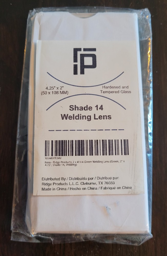RIDGE PRODUCTS WELDING HARDENED & TEMPERED GLASS WELDING LENS 2”x 4.25” 14