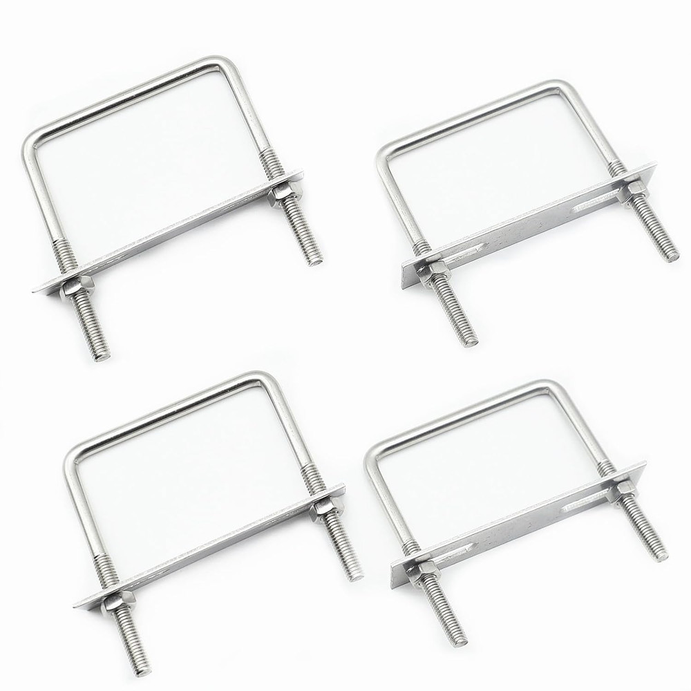 Stainless Steel Square U Bolt Clamp, Square Tube Clamps with Nut and Plate for B