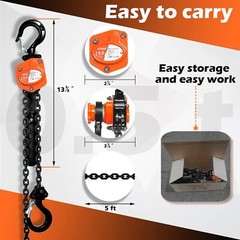 Mini Lever Chain Hoist 1/2 Ton 1100 Lbs Lever Hoist 5 Ft Ratchet Chain Puller Ho