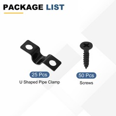 25Pcs 6mm U-Shaped Pipe Clamp Carbon Steel Double Hole Strap Clamp with Screw