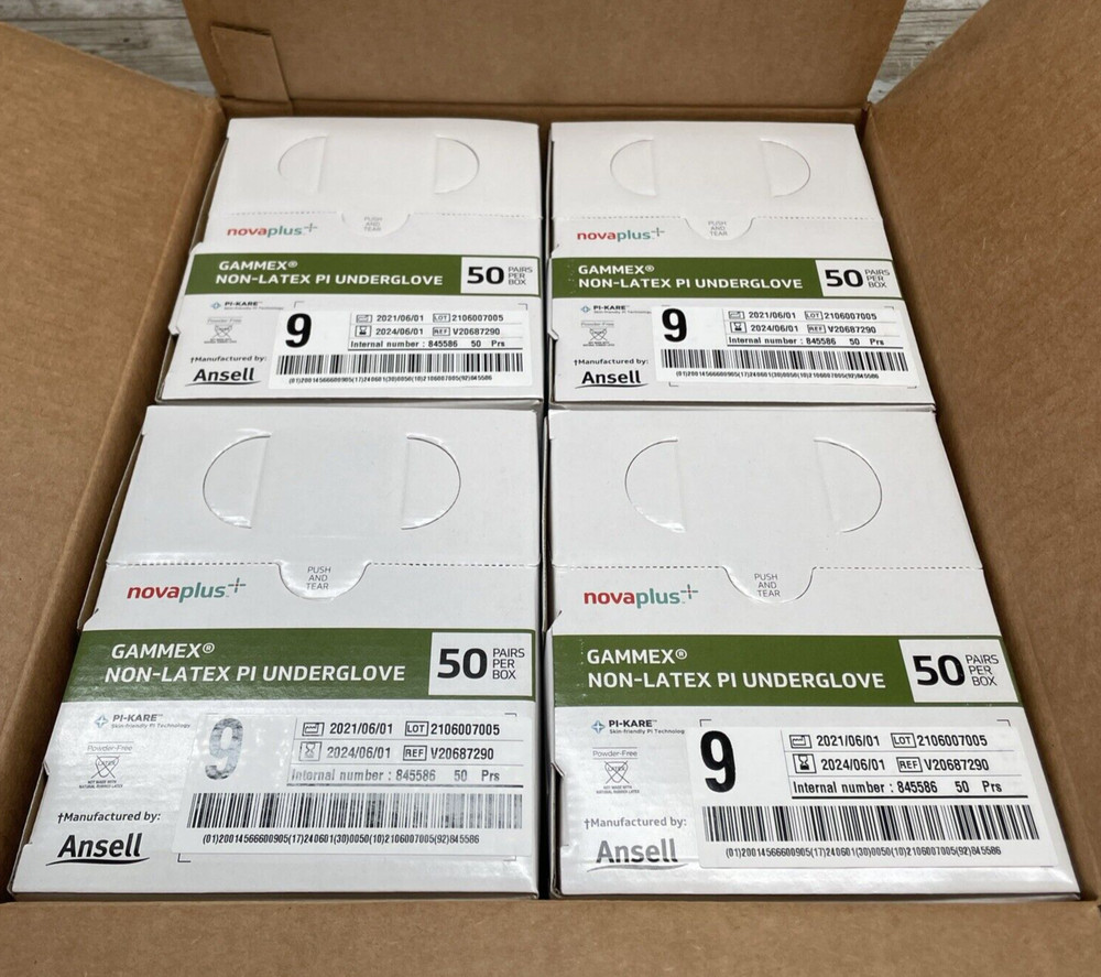 1 Case Gammex NovaPlus Non-Latex PI Underglove Surgical Glove, Size: 9 Exp: 6/24