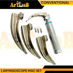 GERMAN LARYNGOSCOPE SET OF 4 INTUBATION BLADES 1,2,3,4 + MEDIUM HANDLE