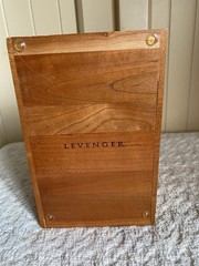 VTG Levenger Wood 3 Slot Desk Organizer Storage Box Office Supplies 1980’s