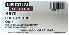 Lincoln Electric K870 Foot Amptrol, 6 Pin. WELDING AMPTROL. 25FT (7.6M).