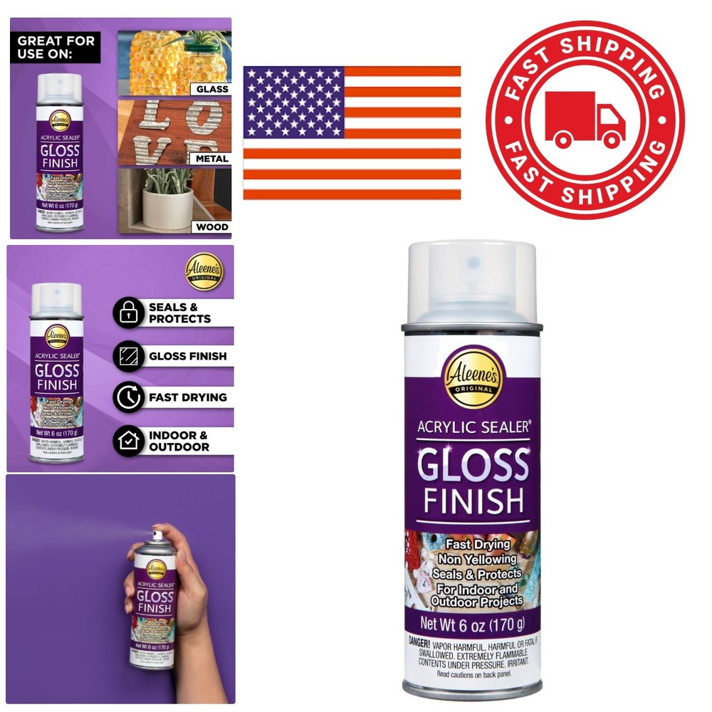 Spray Gloss Acrylic Sealer 6 Oz Clear Finish for Wood Metal Glass Projects