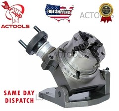 New Tilting Rotary Table 4″(100mm) + 70mm Independent Chuck 4 Jaws USA ACTOOLS