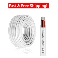18 Gauge 2 Conductor Electrical Wire – 50FT Flexible PVC Insulated Cable