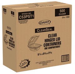 Dart C53PST1 5.3″ ClearSeal Hinged Clamshell Container – 13.8oz – Case of 500