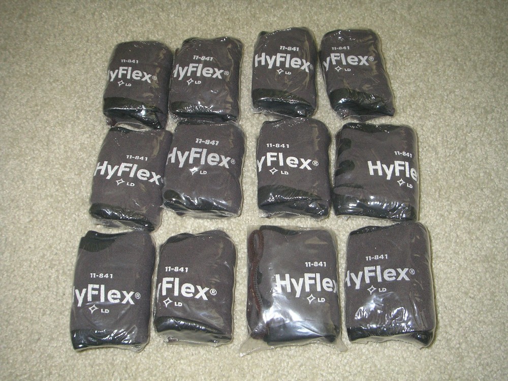 12 pairs Ansell HyFlex 11-841 Size 9 Foam Nitrile Grip Work Gloves