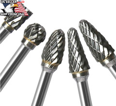 1/4” Double Cut Tungsten Steel Carbide Rotary Burr Die Grinder Shank Bit Set US
