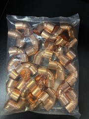 3/4″ x 3/4″ Copper C x C 90° Elbow Ell Plumbing Fitting – 25 Pieces