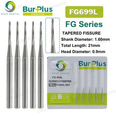 2 PACK WAVE Dental Carbide Burs FG Tapered Fissure Cross Cut Burs Fit High Speed