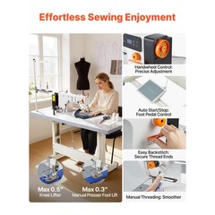 Uimoso Industrial Sewing Machine Set with Lockstitch and 550W Servo Motor