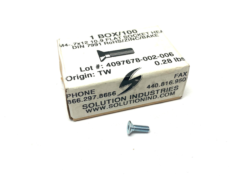 M4-.7×12 10.9 Flat Socket Head Screw DIN7991 BOX OF 100