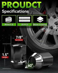 20 PCS 14×1.5 Pitch Studs Wheel Lug Nuts, 1.5 inch Height OEM Factory Style Acor