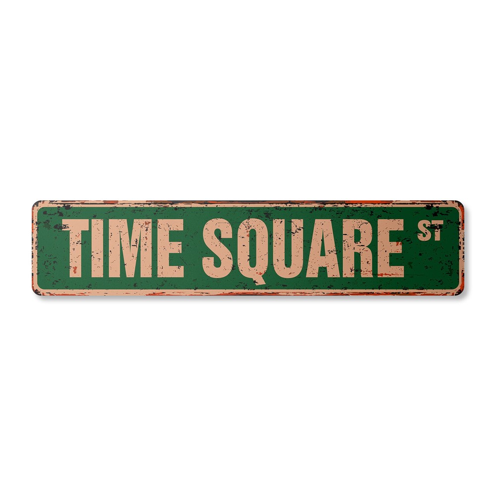 TIME SQUARE Vintage Street Sign Metal Plastic new york usa paper news