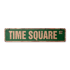 TIME SQUARE Vintage Street Sign Metal Plastic new york usa paper news