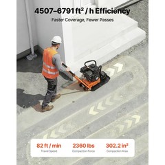 Uimoso 6.5HP Vibrating Plate Compactor for Asphalt, 5600VPM, 2360lbs