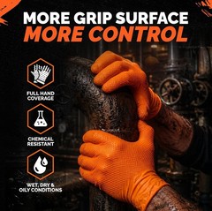 GripProtect 8 Mil Nitrile Gloves Chemical Resistant Diamond-Raised Textured L