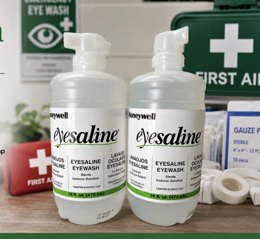 2 Pack Honeywell Eyesaline 16oz First Aid Sterile Eyewash Expiration Date 8/27