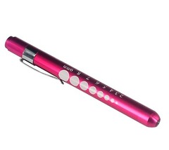 Set 2 PINK GREEN Aluminum Penlight Pocket Medical LED with Pupil Gauge Reusable