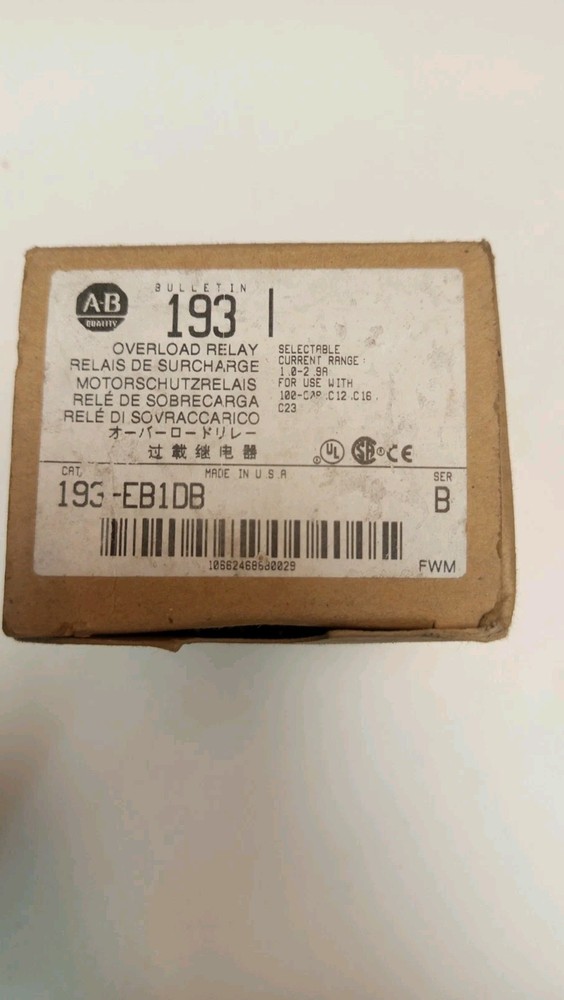 ALLEN BRADLEY OVERLOAD RELAY 193-EB1DB SER B