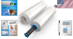 900 FT Clear Plastic Stretch Wrap – Heavy Duty 15″ Rolls with Convenient Holder