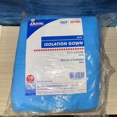 Pack Of 10 Blue Dukal Isolation Gown Non-Sterile 301BL