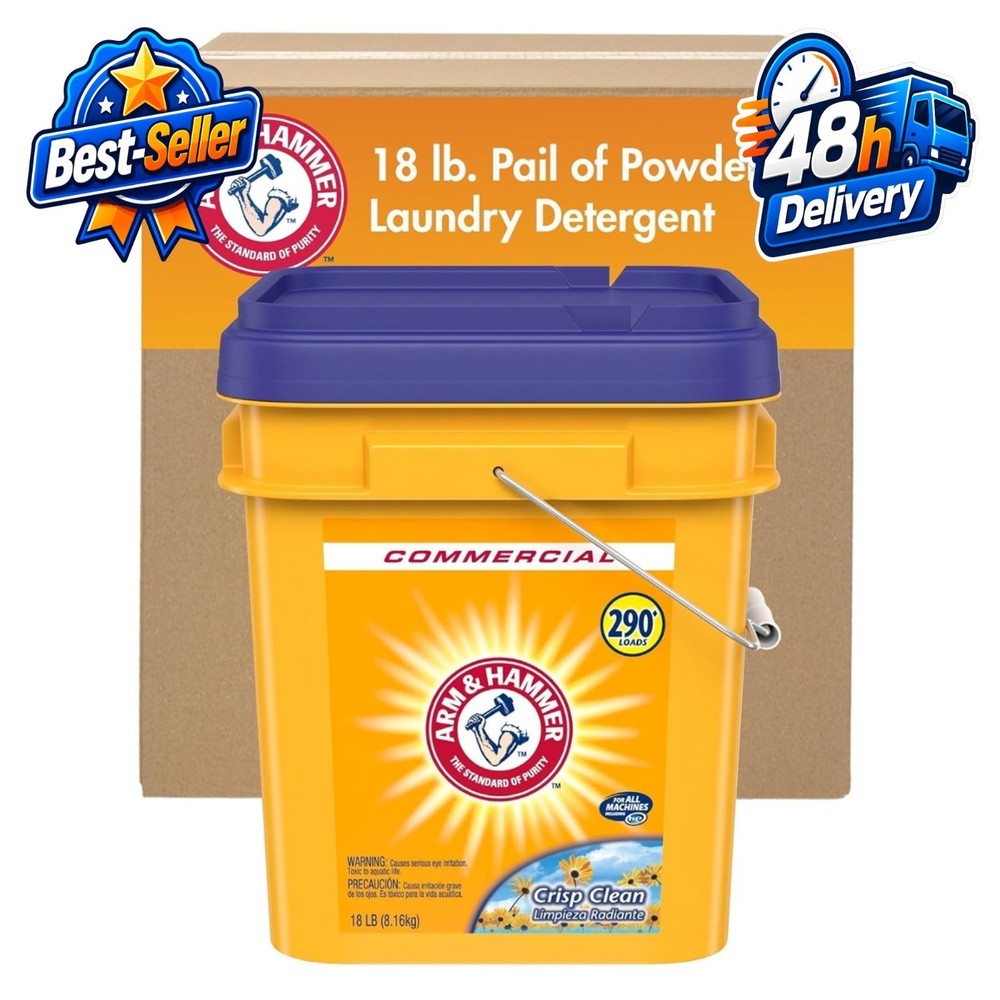 Arm & Hammer Professional Powder Laundry Detergent 18lb Pail 290 Loads