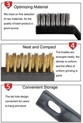 SUJAYU Brass Wire Brush Rust Remover, Small 6.7 inches x 0.5 inches, Black