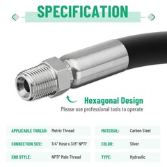 Heavy Duty 1/4″ ID to 3/8″ NPTF Male Hydraulic Hose End Fitting 12 Pcs