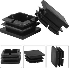 12 Pack 1″ Square Plastic Plugs, Black Tubing End Caps Plugs Insert for Square T