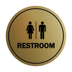 Circle All Gender Restroom Sign (Brushed Gold) – Medium