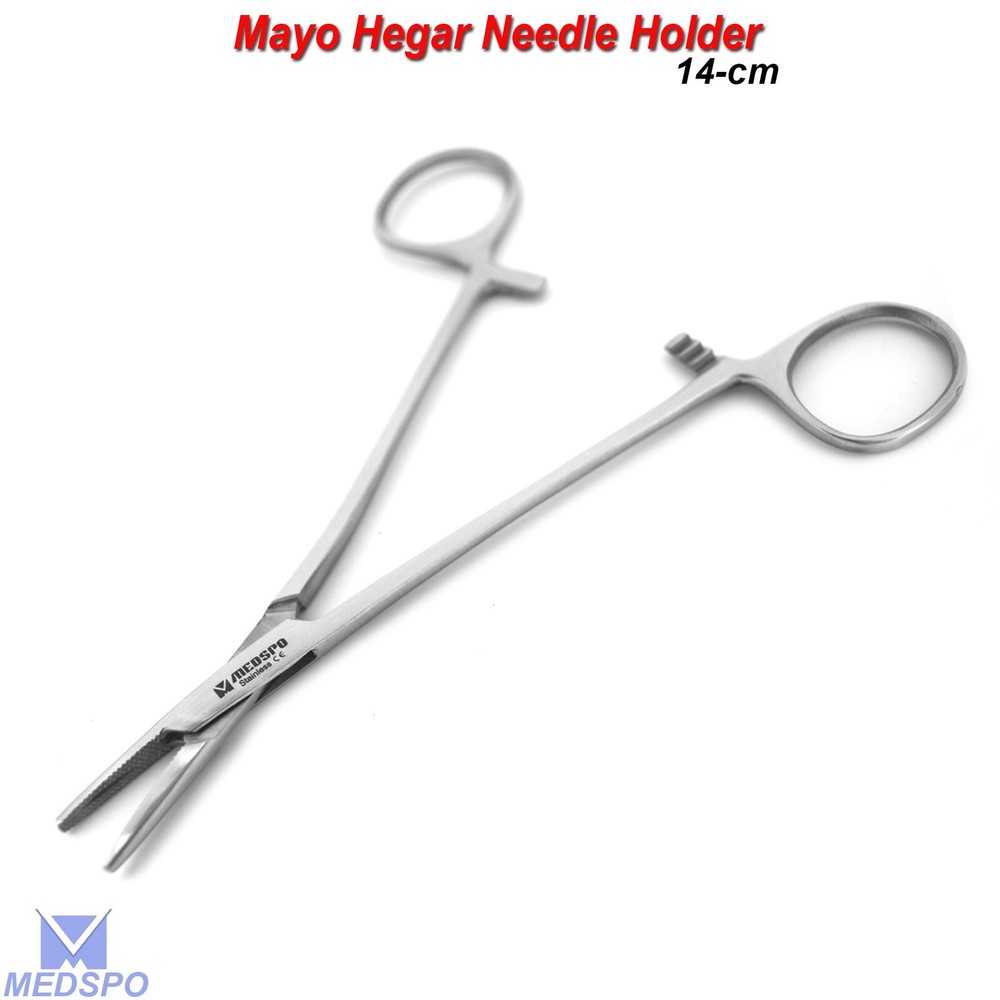 Surgical Mayo Hegar Needle Holder Driver 14cm Suture Piercing Groove Instruments
