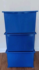 Lot Of 3 Akro-Mils 30270 Blue Hang/Stack Storage Bins Plastic; 18″X 16 1/2″X 11″