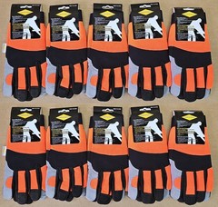10 Pair Diamondback 812-2848 Safety Orange Utility Work Gloves, Stretch, Medium