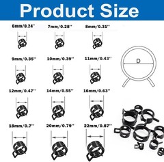 140 Spring Hose Clamps 6-22Mm Silicone Vacuum Hose Action Low Pressure Air Clip