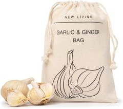 Garlic and Ginger Bag | Organic Linen Cotton Material | Eco 2 Pack, Beige